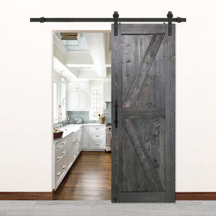 Paneled Woodmetal Barn Door With Installation Hardware Kit 84 Height 
